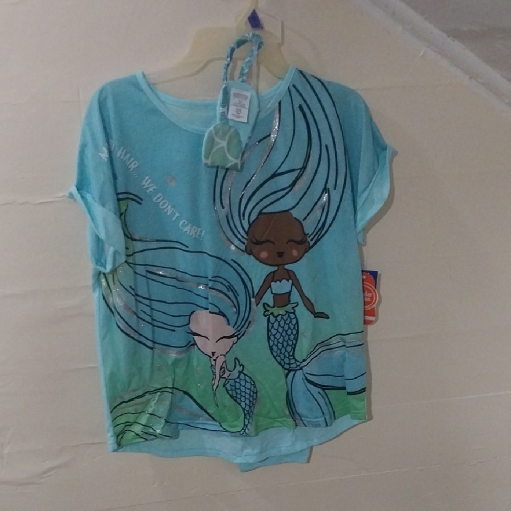Mermaid Graphic Kids Pj Set  - Blue